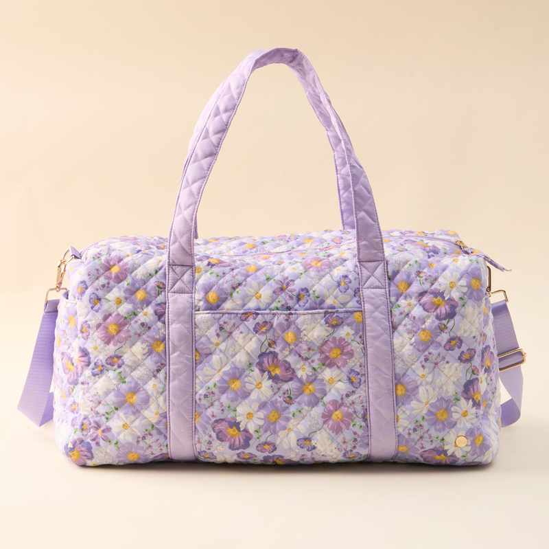 Bouquet Beauty Purple On-the-Go Quilted Weekender Bag