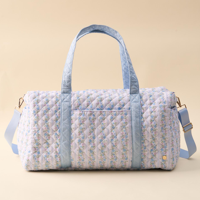 Petal Parade Blue On-the-Go Quilted Weekender Bag