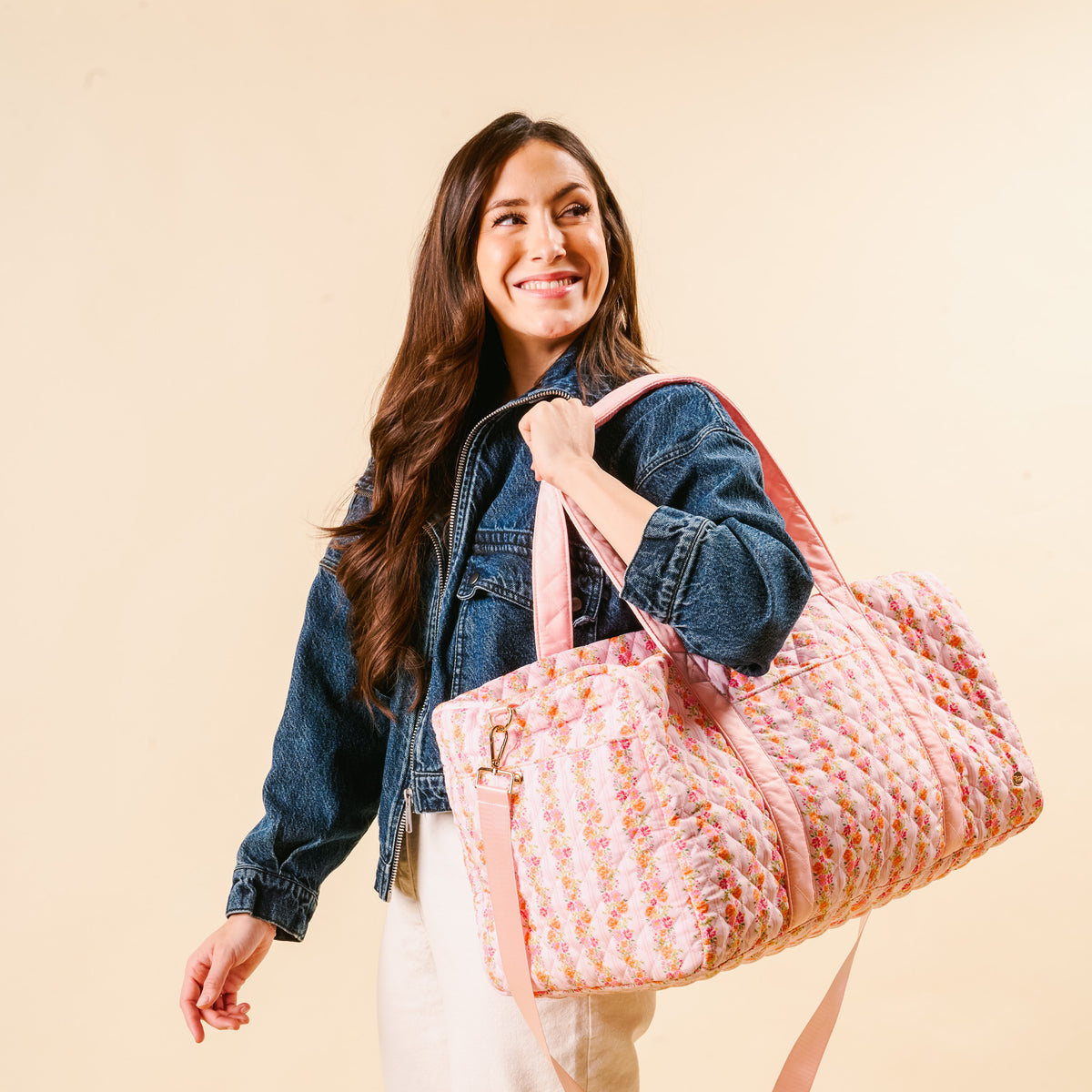 Petal Parade Pink On-the-Go Quilted Weekender Bag