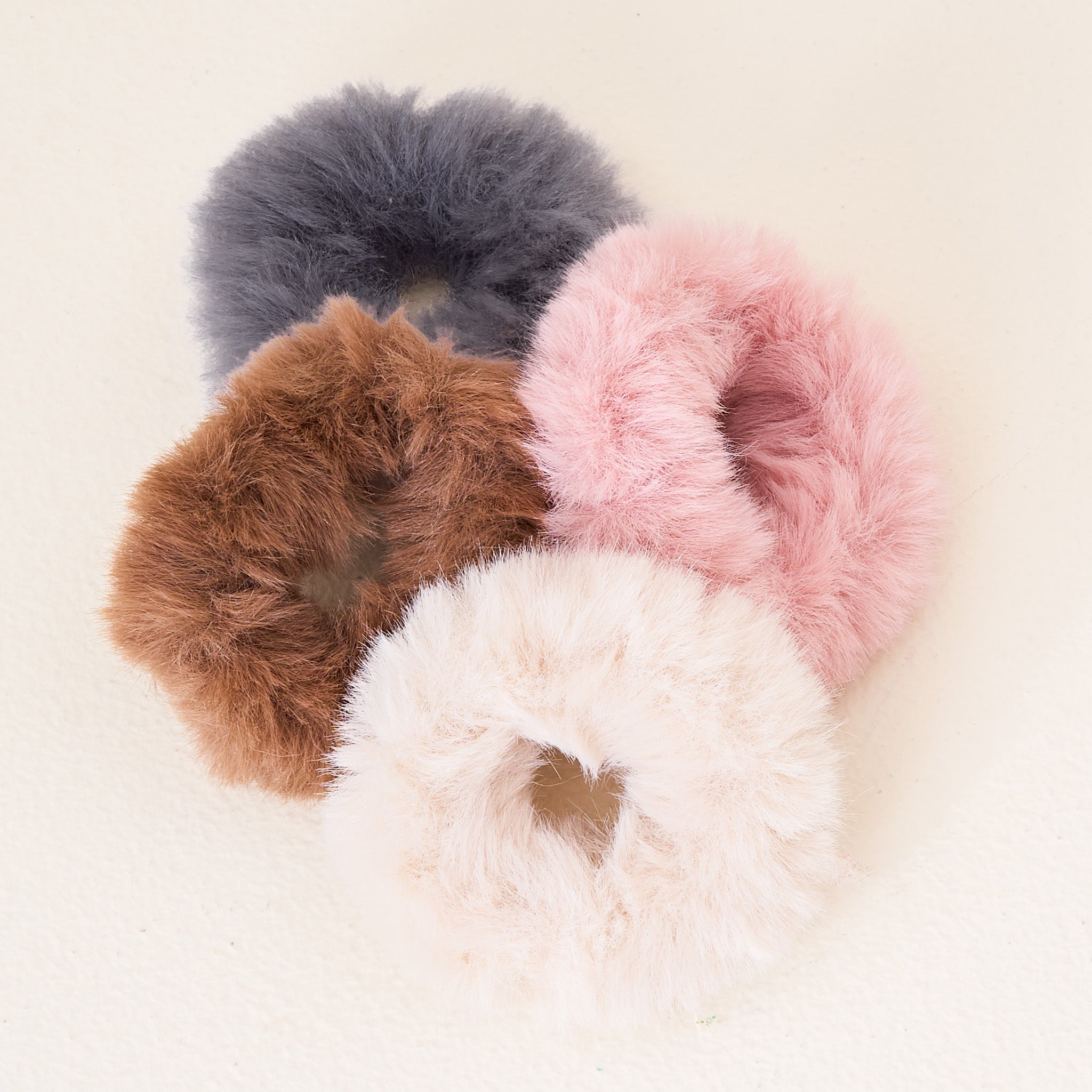 Faux Fur Scrunchie Set of 4