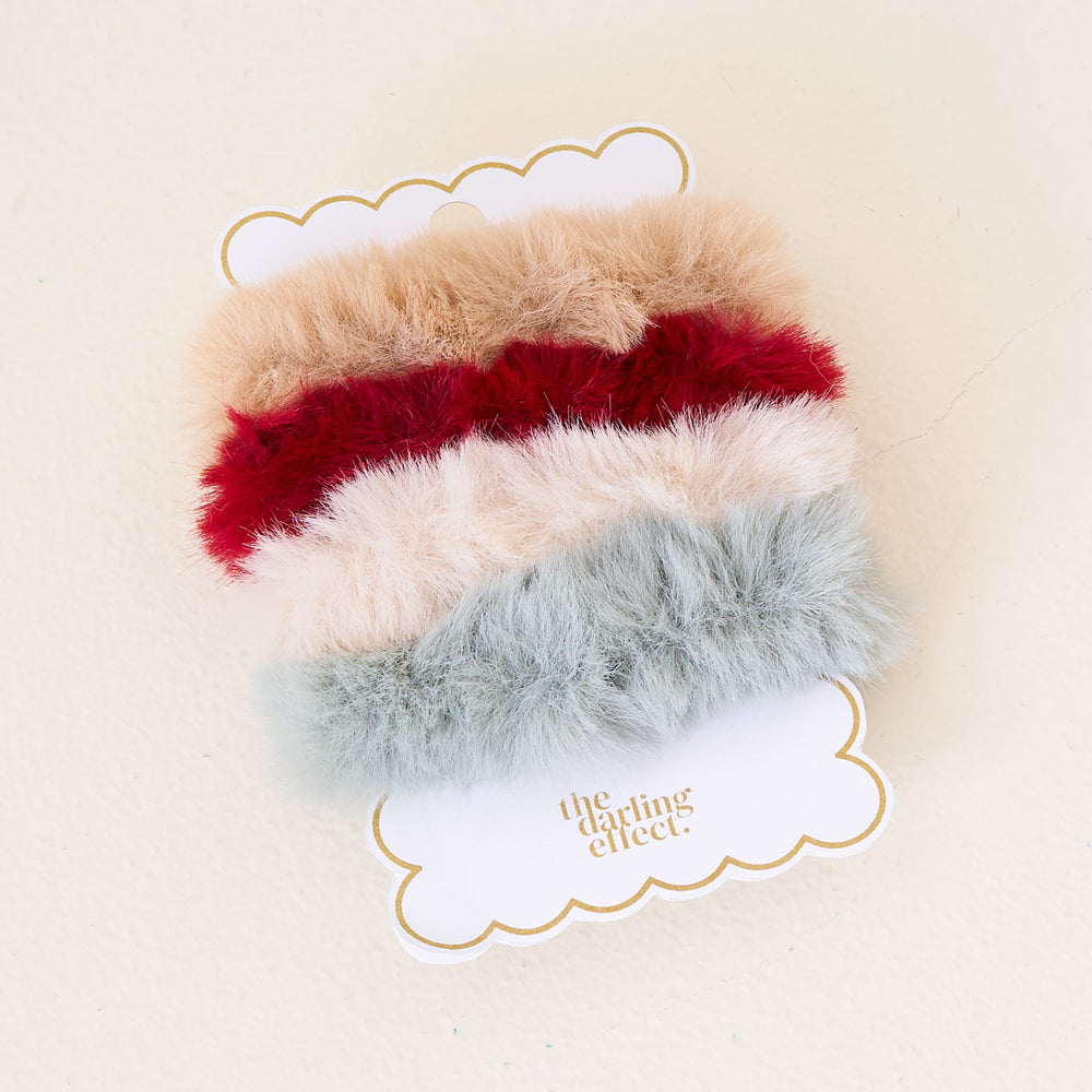 Faux Fur Scrunchie Set of 4