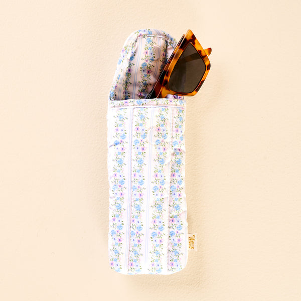 Petal Parade Blue Sunglasses Case