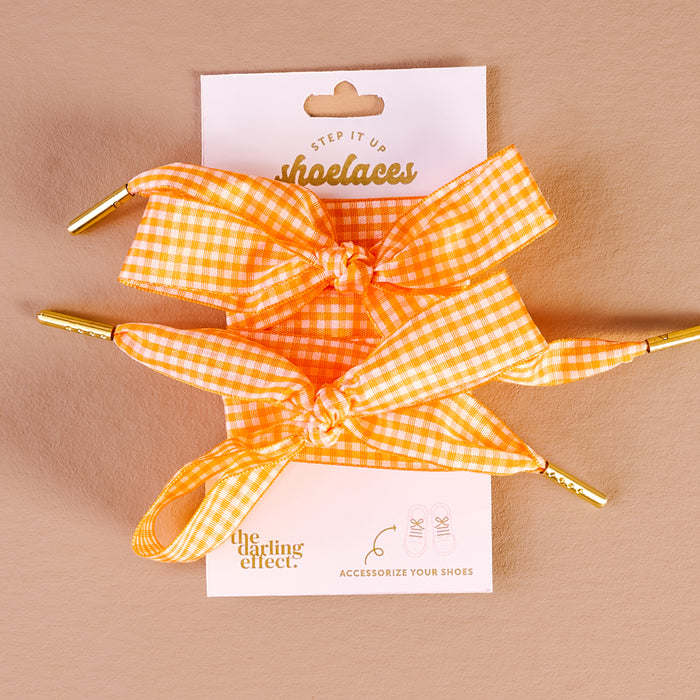 Gingham Orange Step It Up Shoelaces