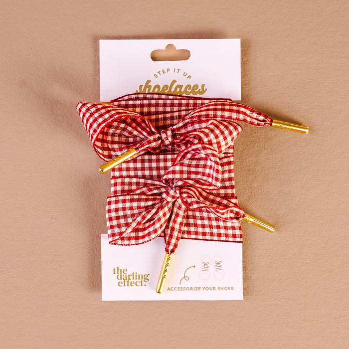 Gingham Red Step It Up Shoelaces