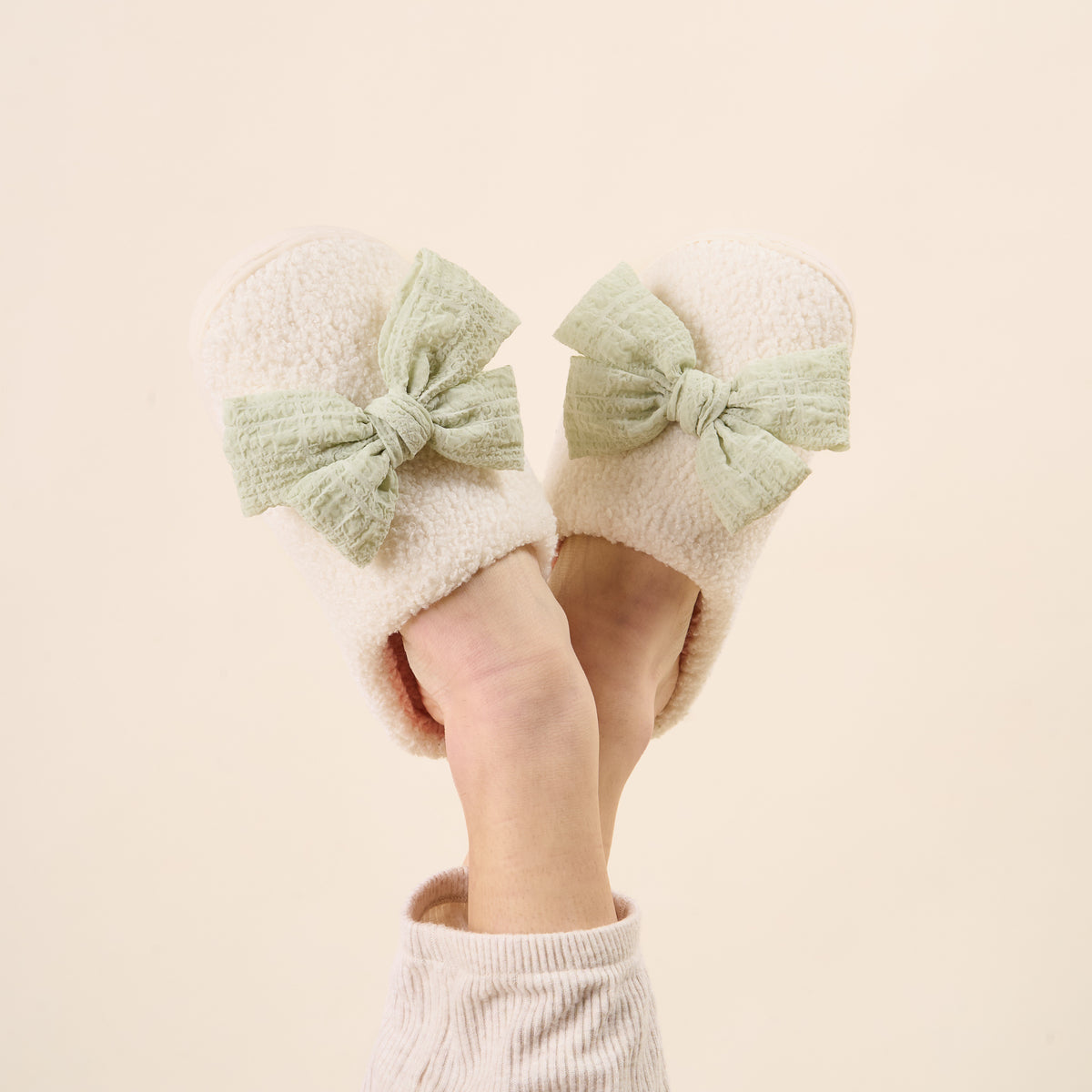 Betty Bow Sage Fuzzy Slippers