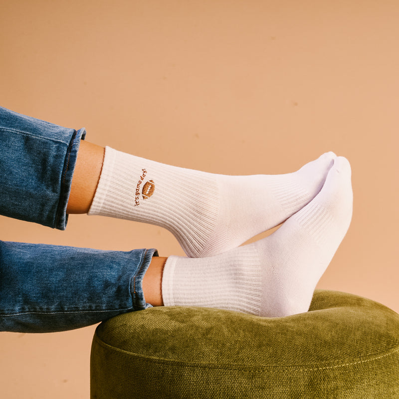 It's Game Day Embroidered Crew Socks