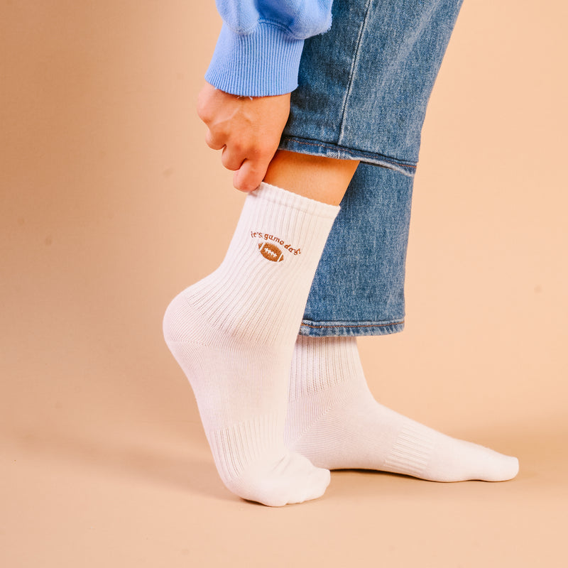 It's Game Day Embroidered Crew Socks