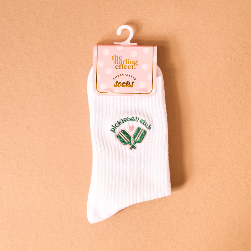 Pickleball Club Embroidered Crew Socks