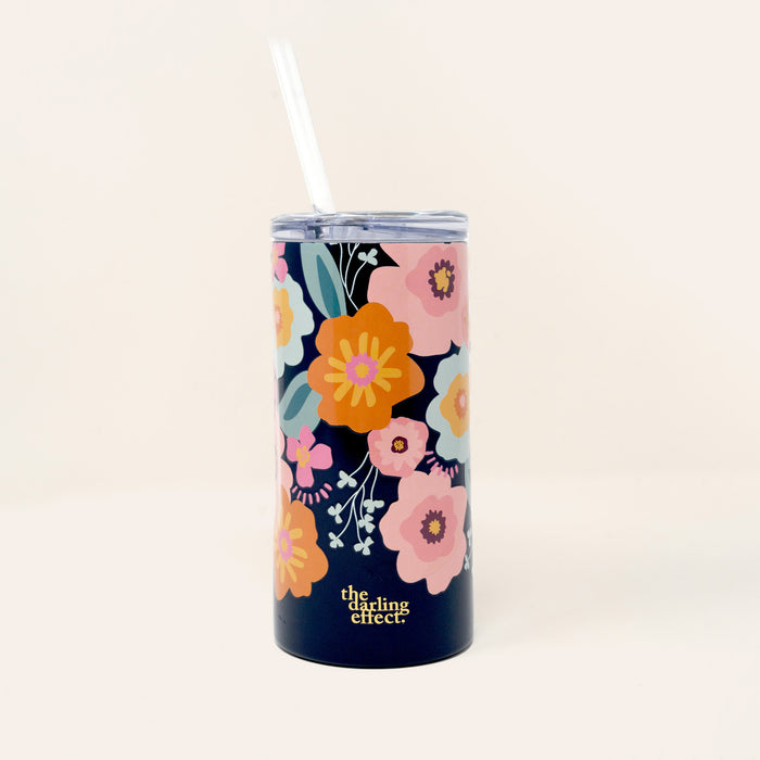 Bright & Bloomy Skinny Tumbler with Straw