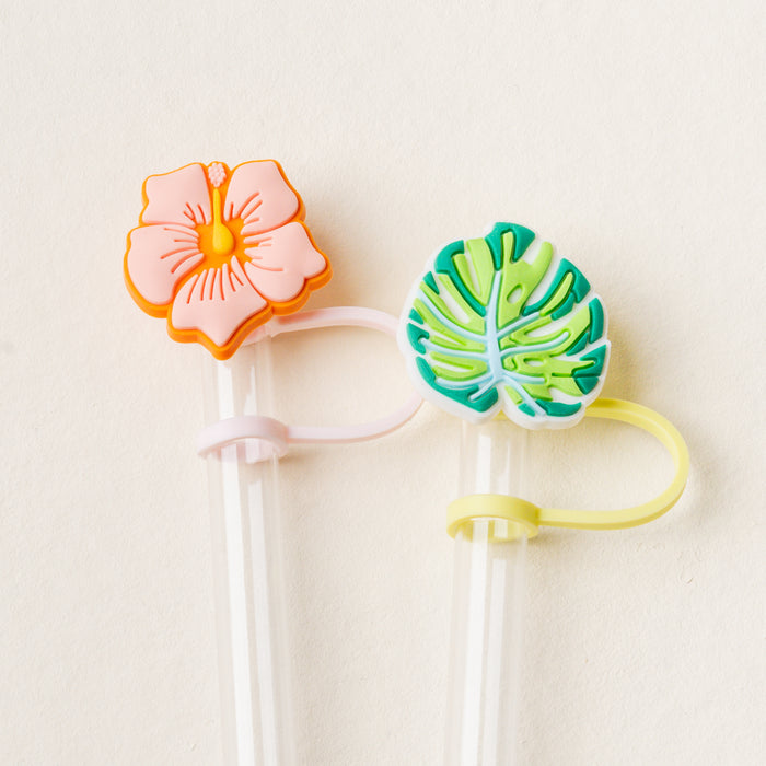 Tropical Hibiscus Straw Topper Set