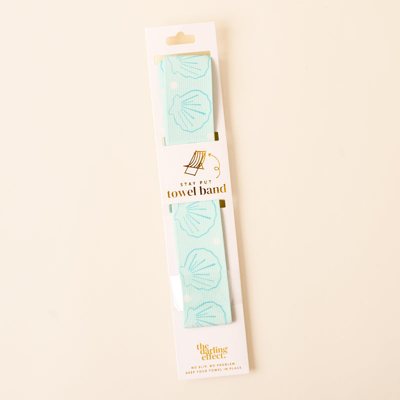 Put Towel Band-Seashells Aqua Stay