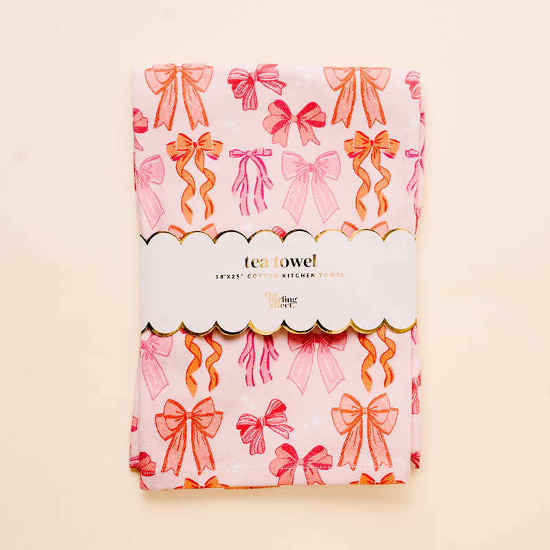 Blushing Bows Tea Towel