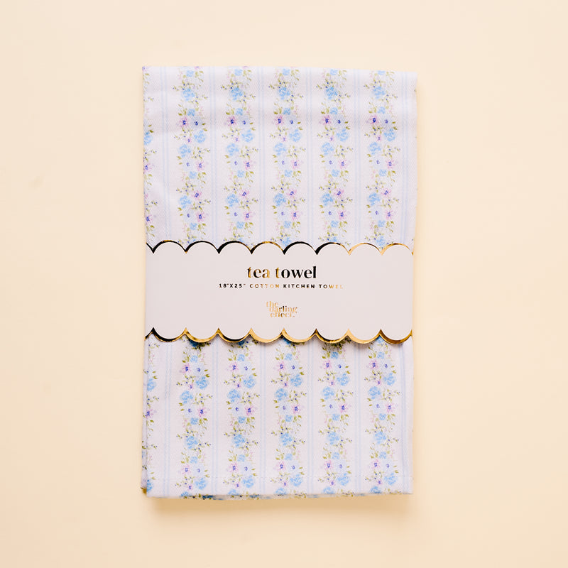 Petal Parade Blue Tea Towel