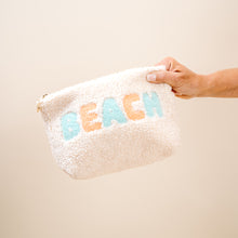 Load image into Gallery viewer, Zippered Teddy Pouch - Beach
