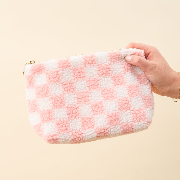 Check Blush Teddy Pouch