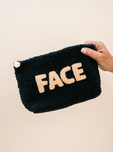 Sherpa Zippered Teddy Pouch - Face
