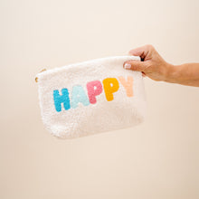 Load image into Gallery viewer, Sherpa Zippered Teddy Pouch - Happy
