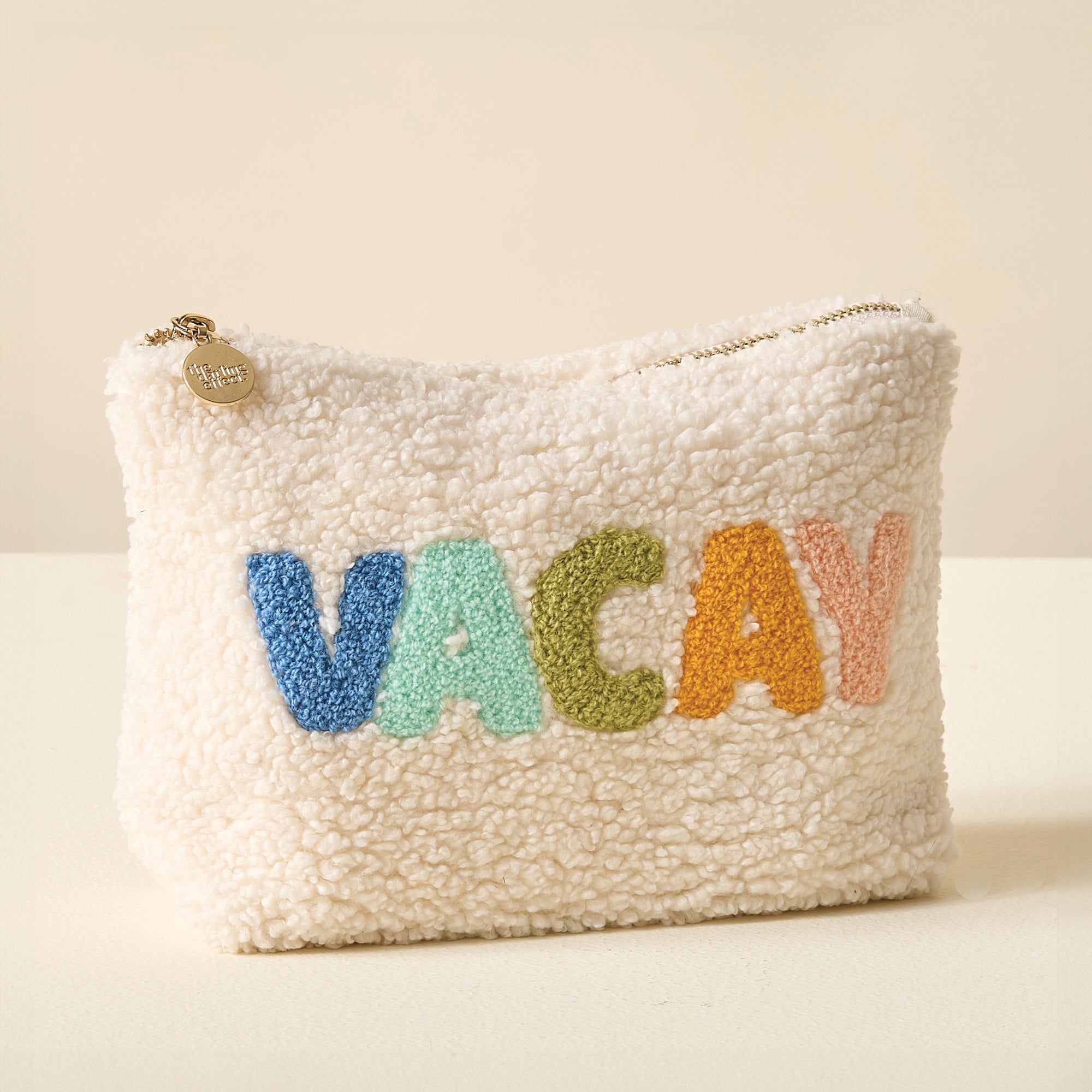 Sherpa Zippered Teddy Pouch - Vacay