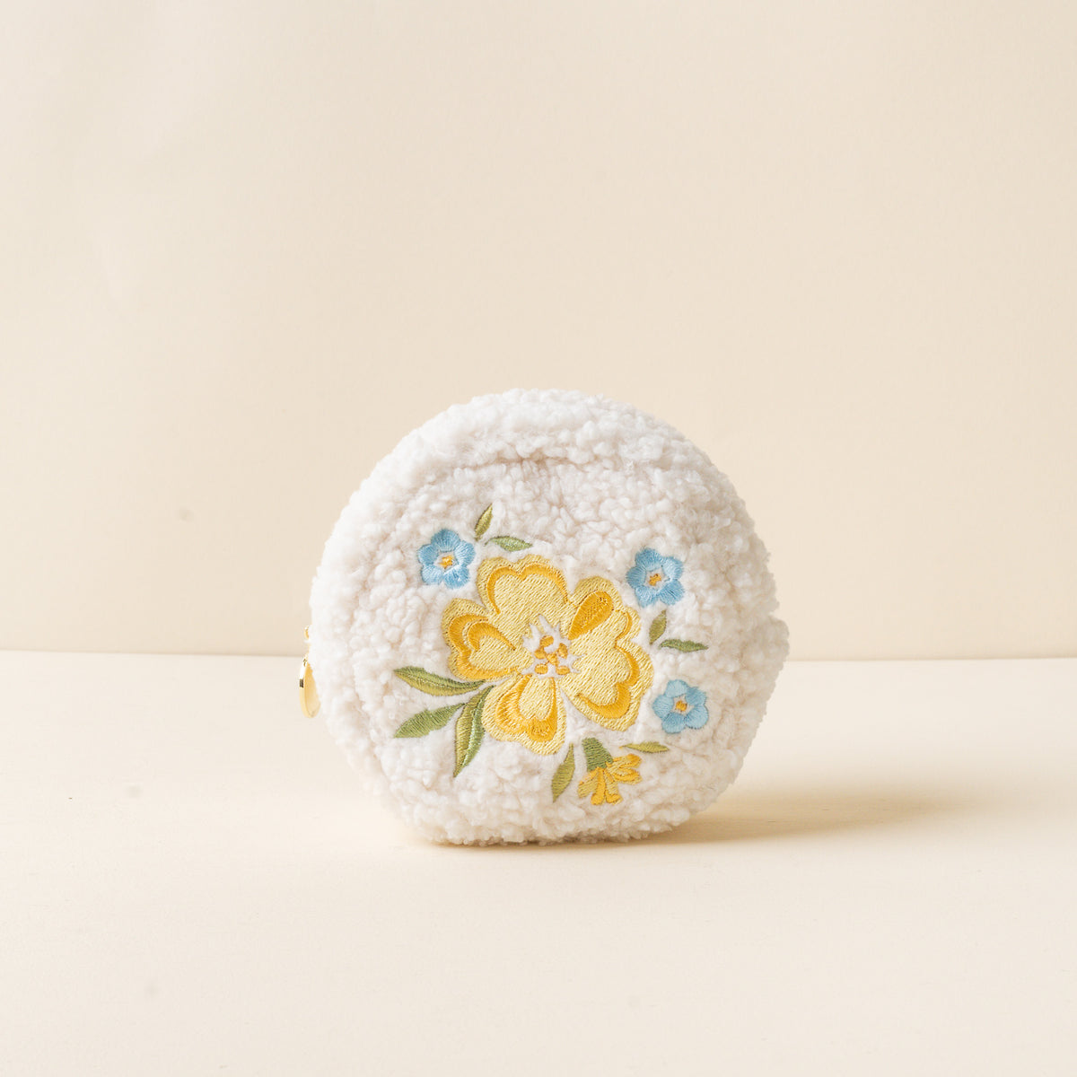 Circle Dainty Floral Yellow Teddy Pouch