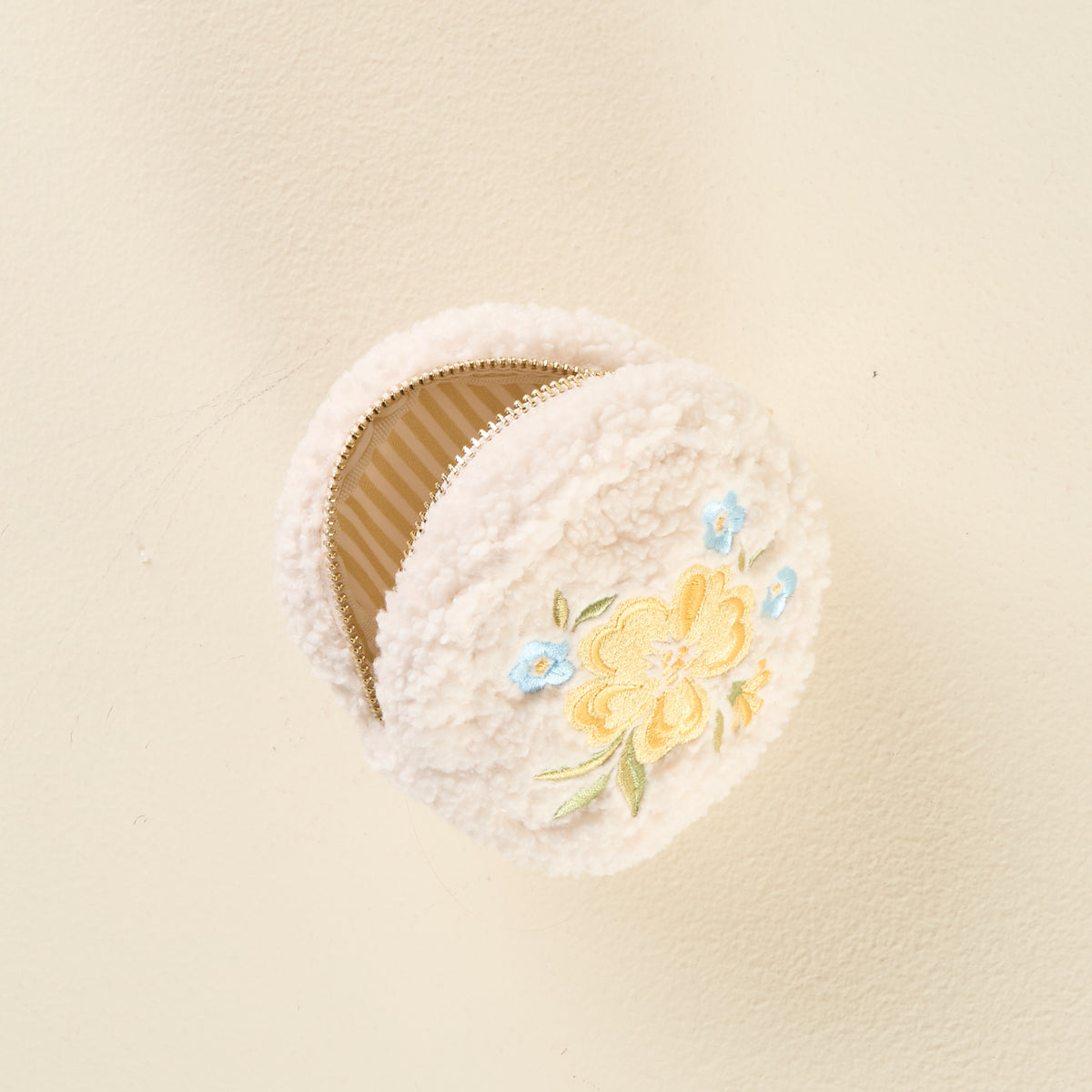 Circle Dainty Floral Yellow Teddy Pouch