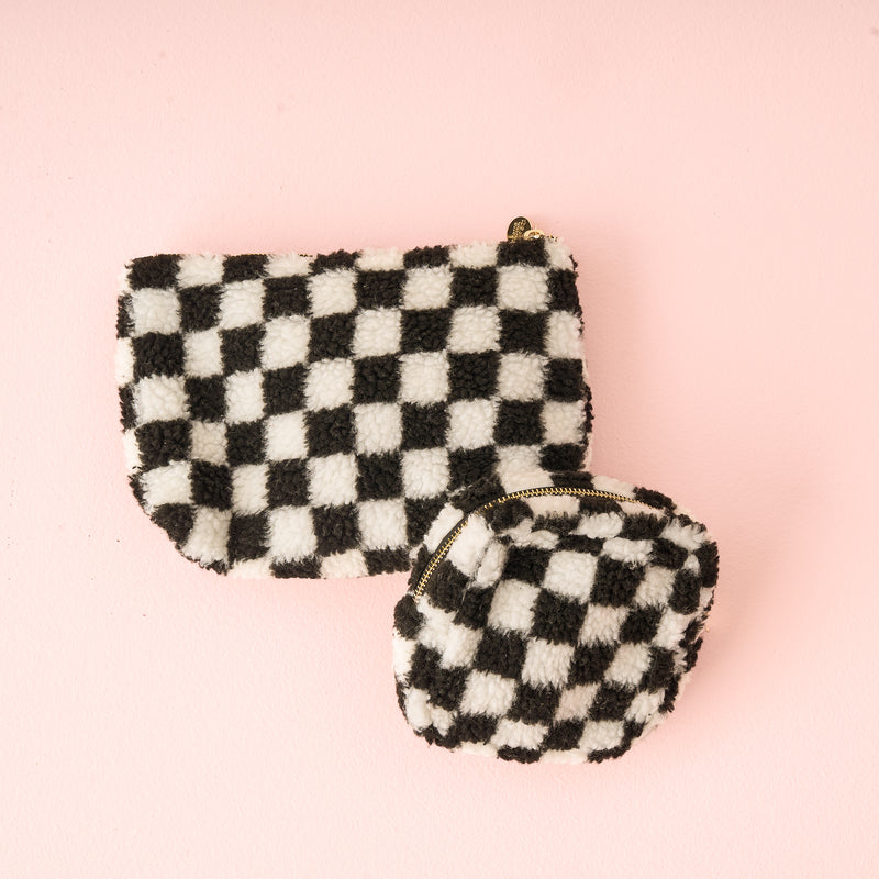 Black Checker Square Teddy Pouch