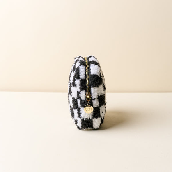 Check Black Square Teddy Pouch