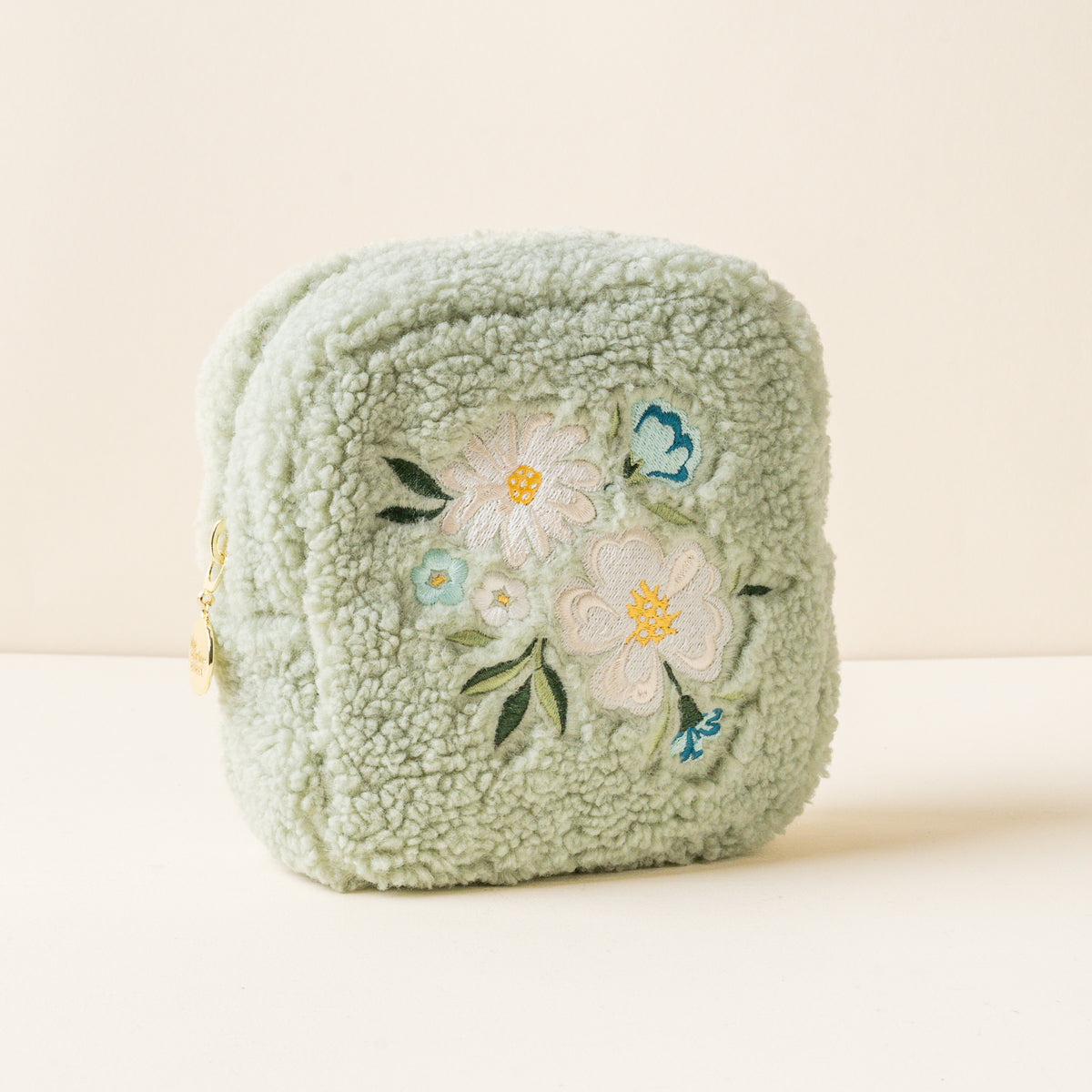 Square Dainty Floral Sage Teddy Pouch