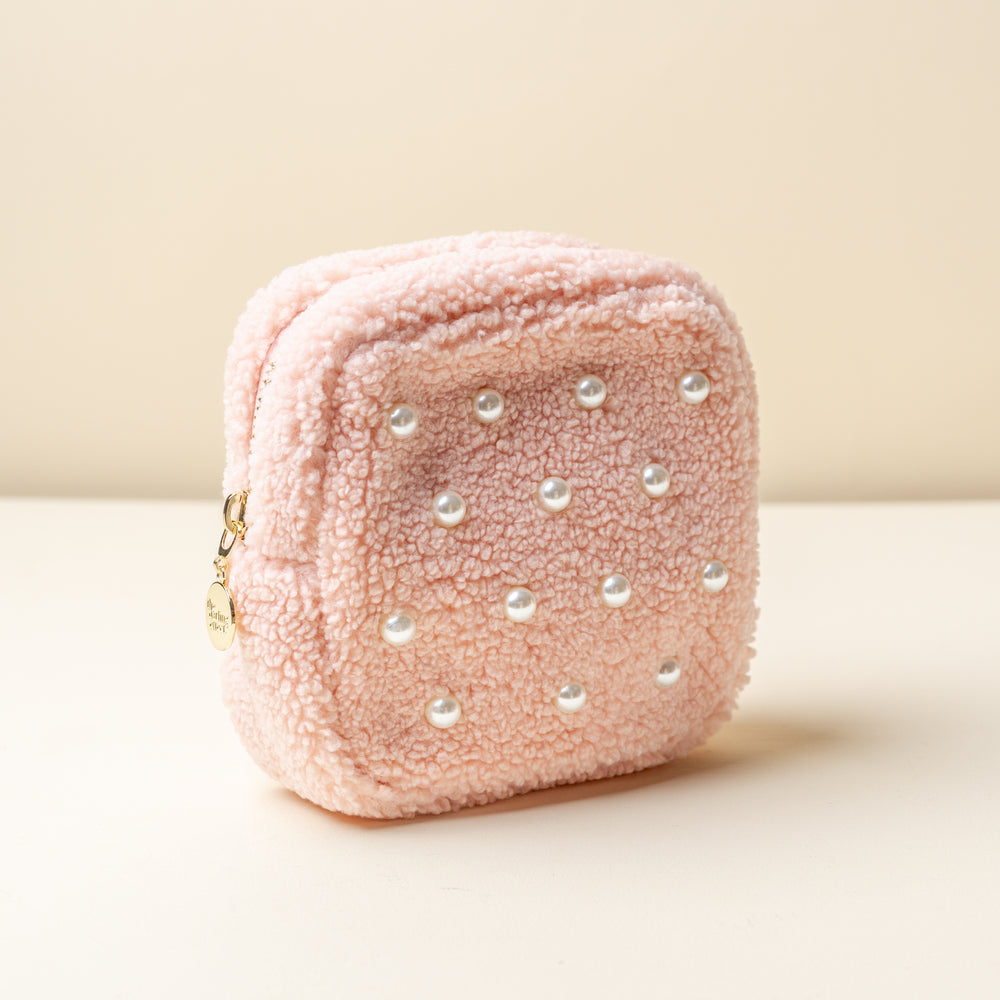 Square Pearl Blush Teddy Pouch