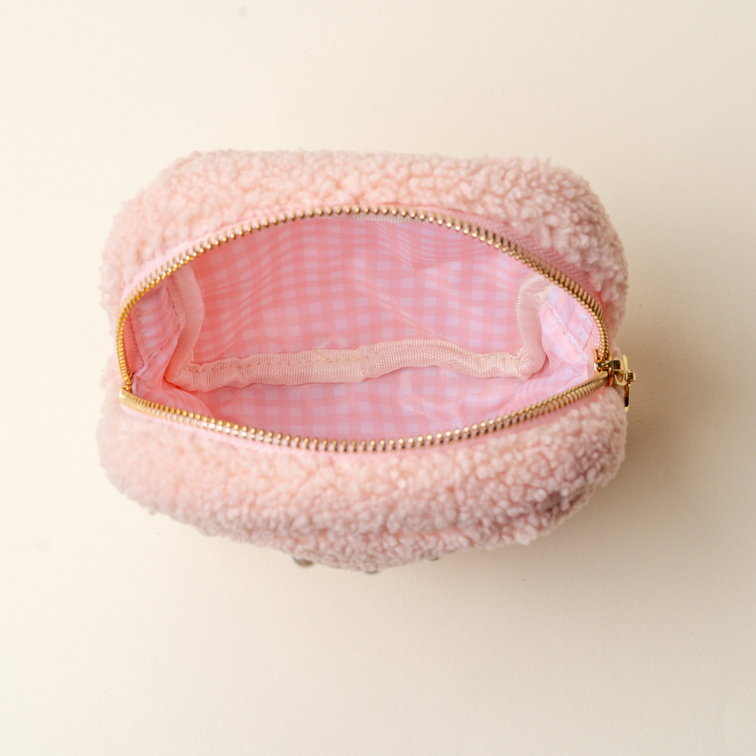 Square Pearl Blush Teddy Pouch