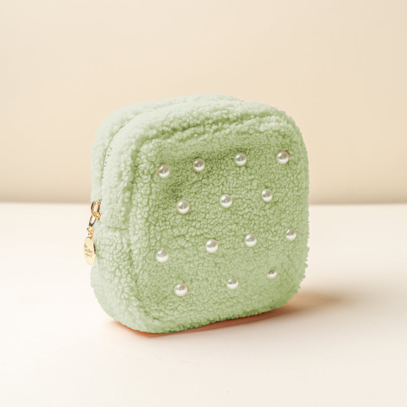 Square Pearl Sage Teddy Pouch