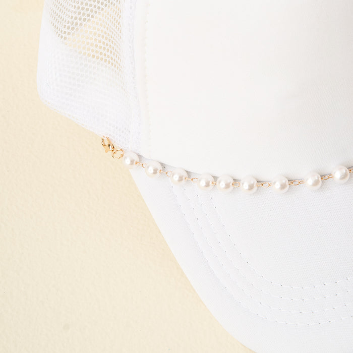Dainty Pearl-Gold Trucker Hat Chain