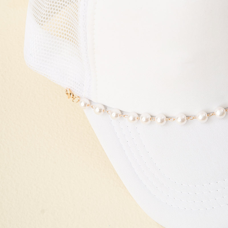 Dainty Pearl-Gold Trucker Hat Chain