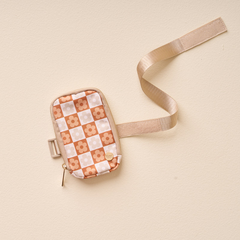 Flower Check Brown Tumbler Fanny Pack
