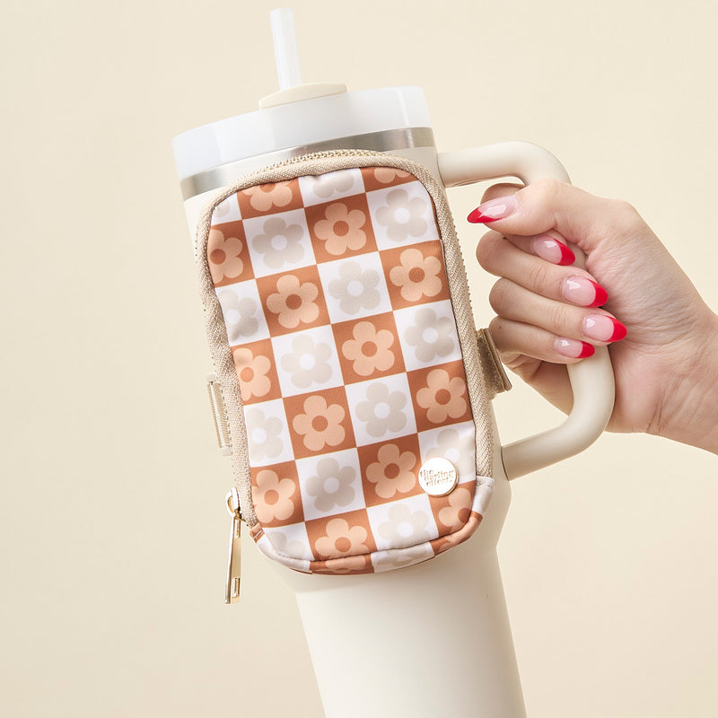 Flower Check Brown Tumbler Fanny Pack