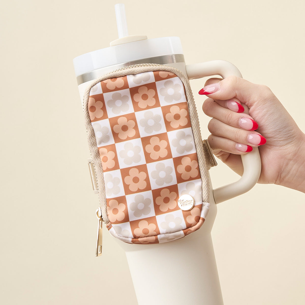 Flower Check Brown Tumbler Fanny Pack