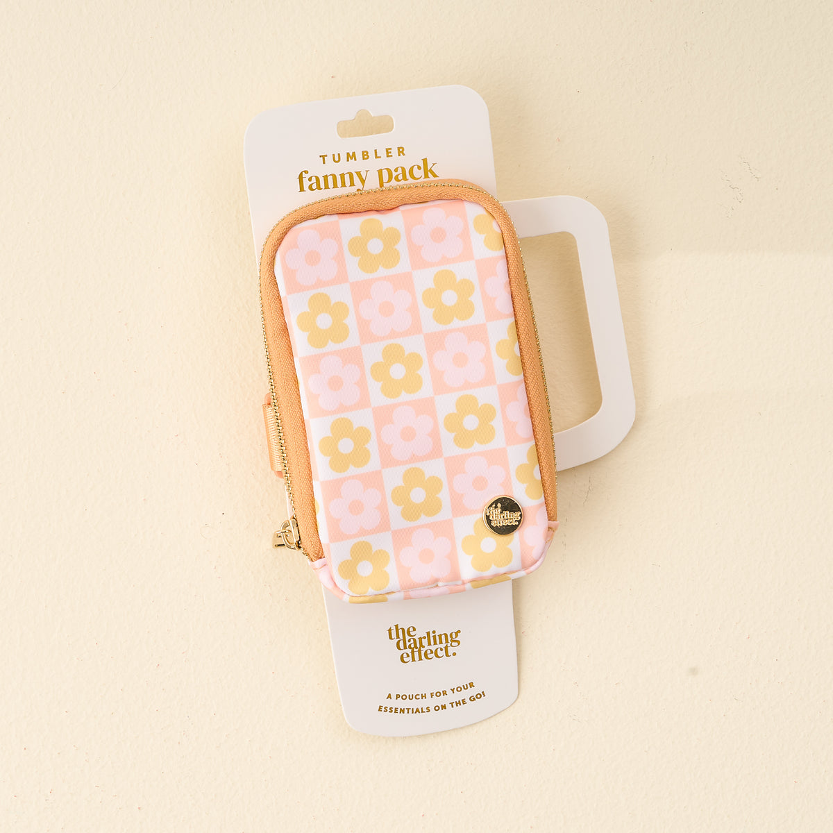 Flower Check Peach Tumbler Fanny Pack