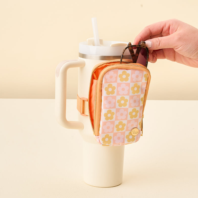 Flower Check Peach Tumbler Fanny Pack