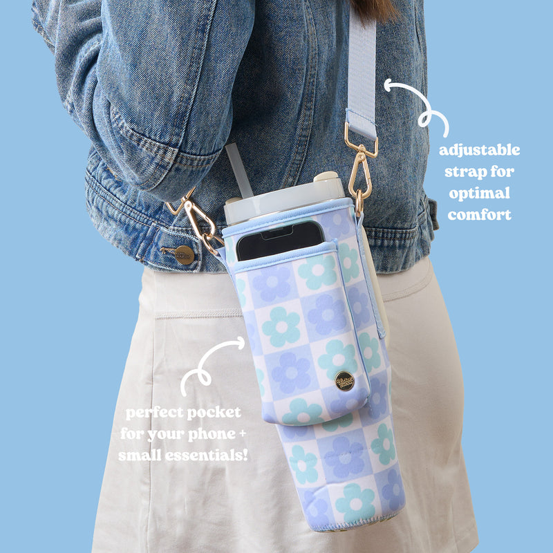 Flower Check Blue Tumbler Sling