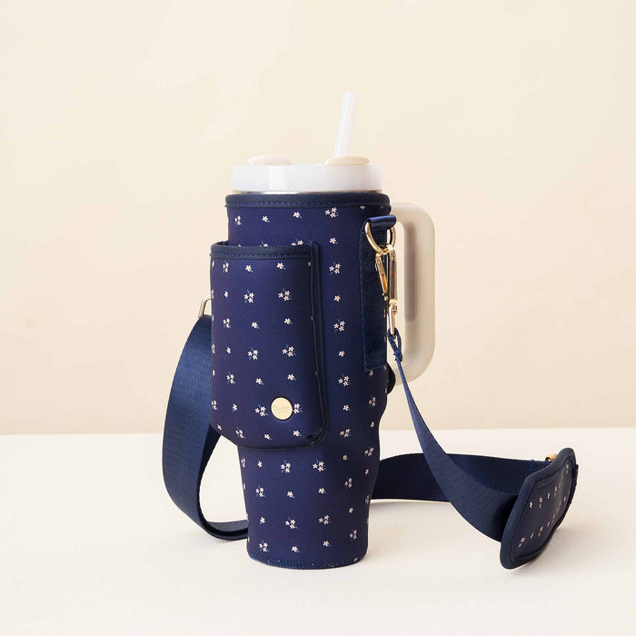 Navy Pretty Posies Tumbler Sling Bag