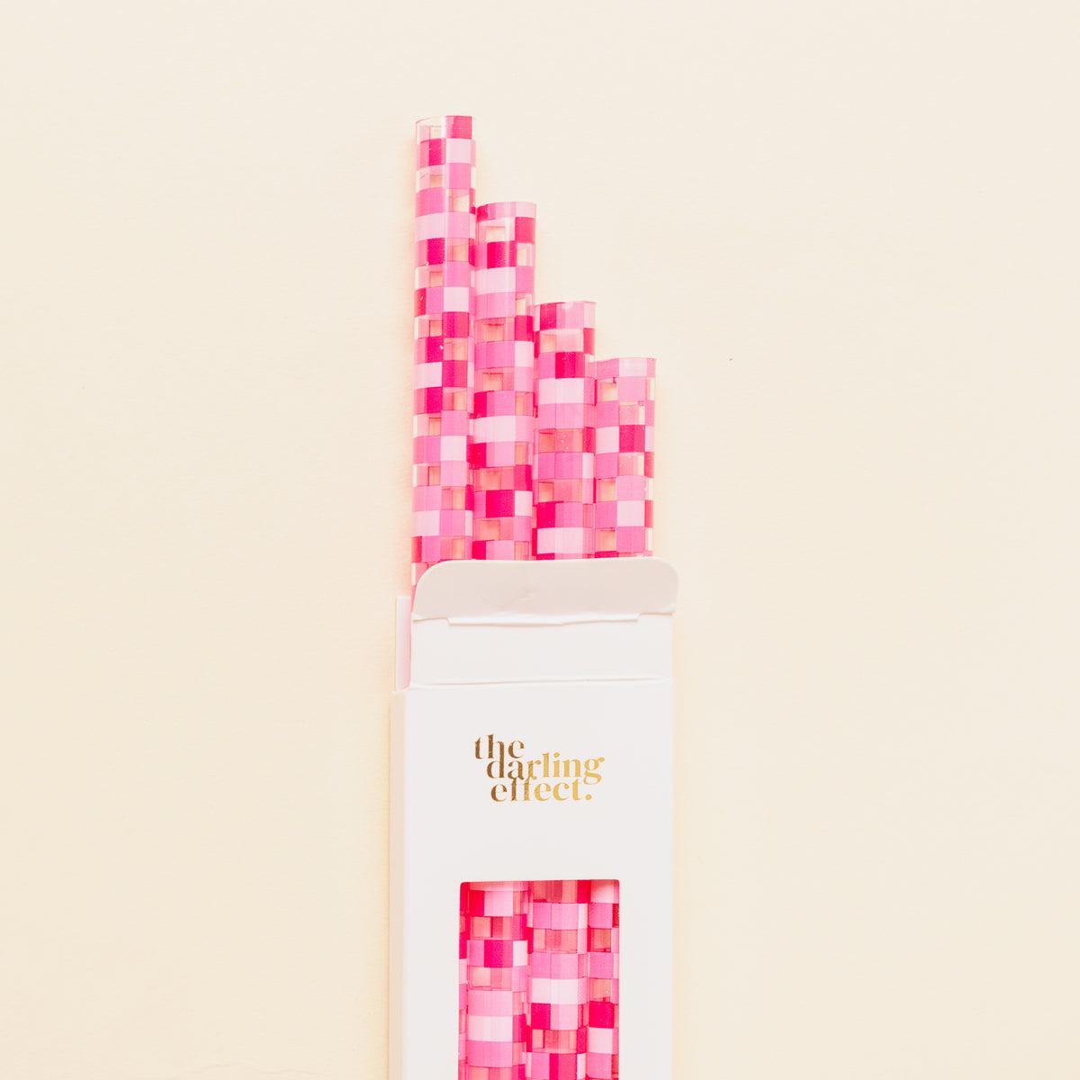 Check Hot Pink 40 oz Tumbler Straw Set