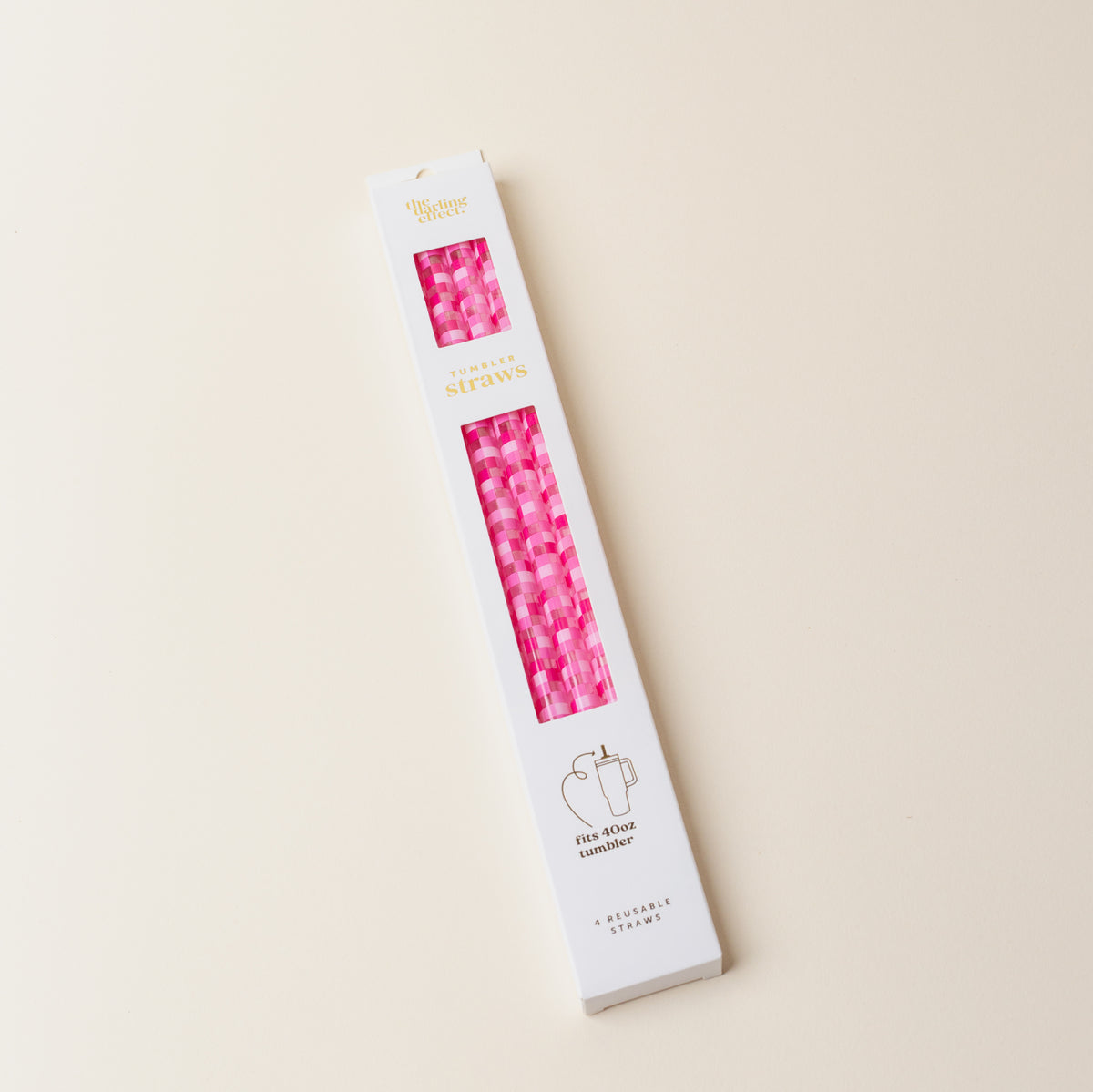 Check Hot Pink 40 oz Tumbler Straw Set
