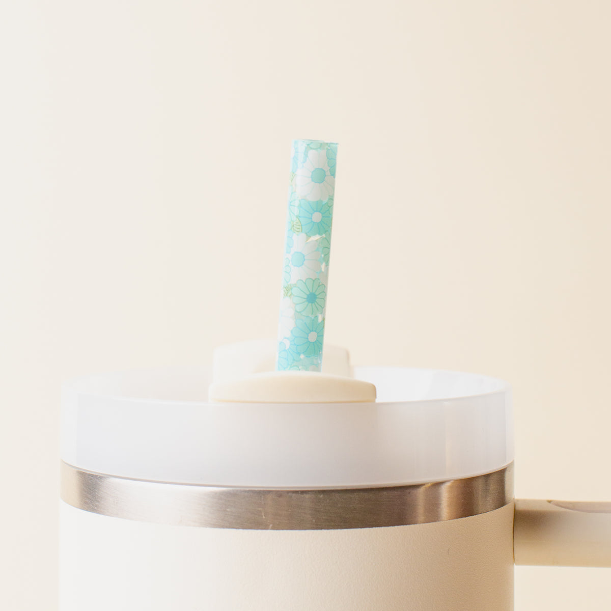 Daisy Craze Aqua Tumbler Straw Set