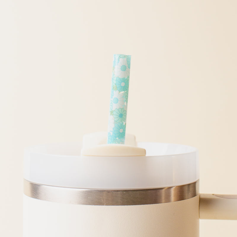 Daisy Craze Aqua 40 oz Tumbler Straw Set