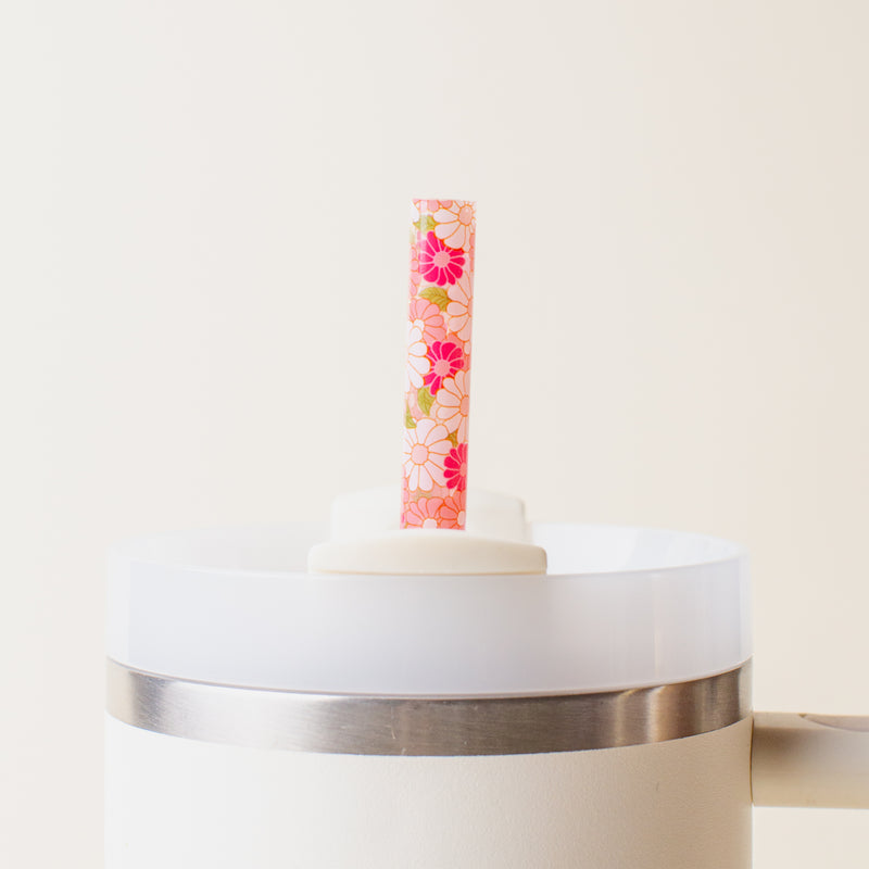 Daisy Craze Hot Pink 40 oz Tumbler Straw Set