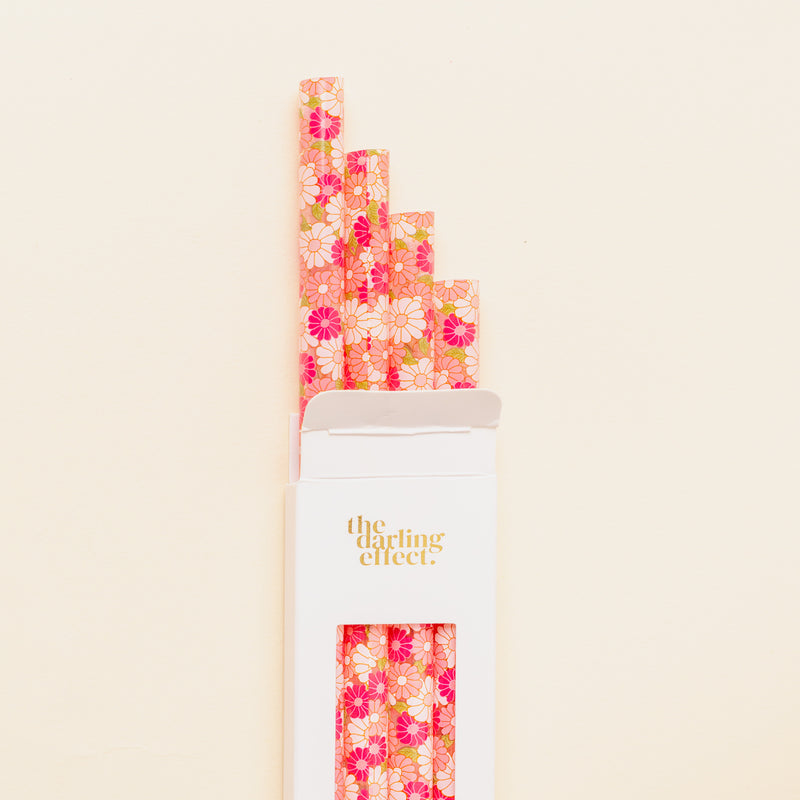 Daisy Craze Hot Pink 40 oz Tumbler Straw Set