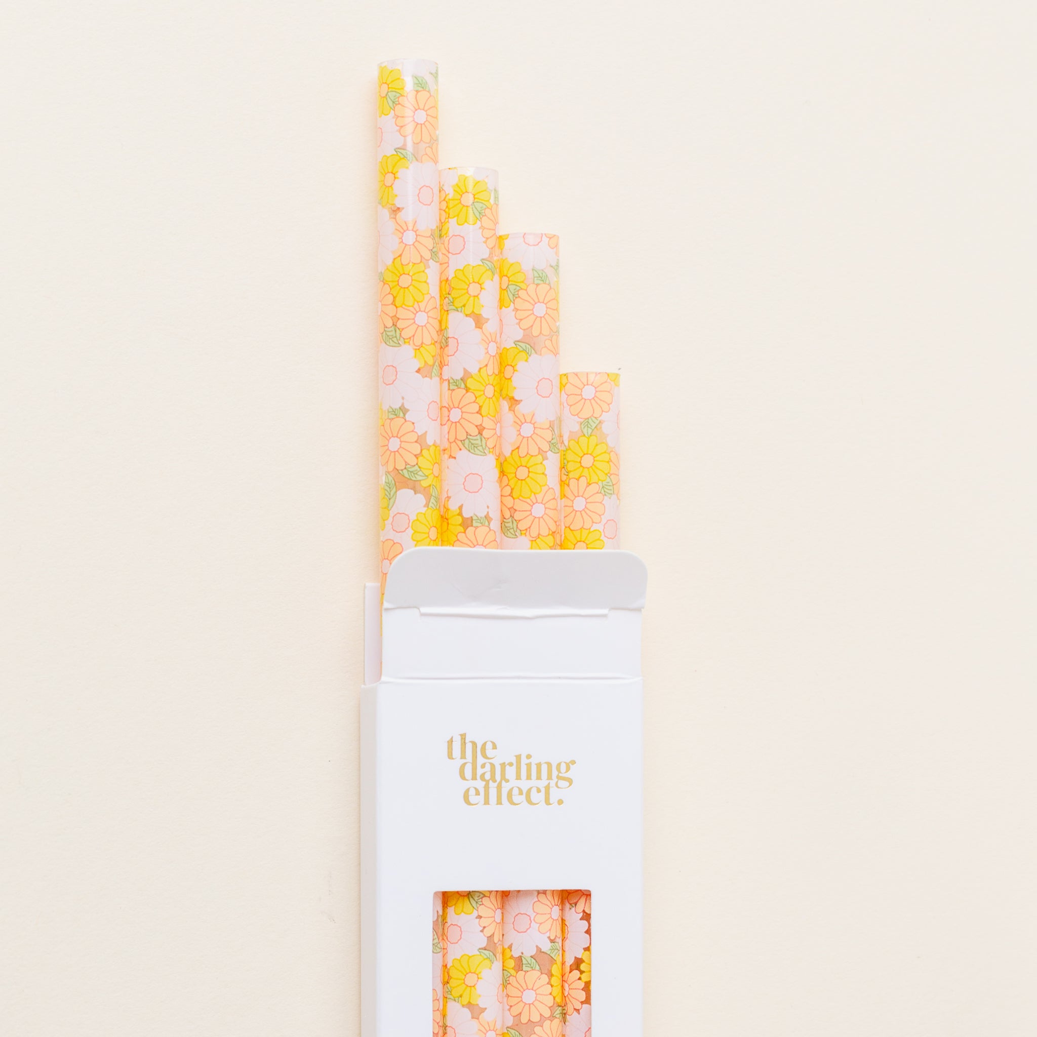 Daisy Craze Peach Tumbler Straw Set