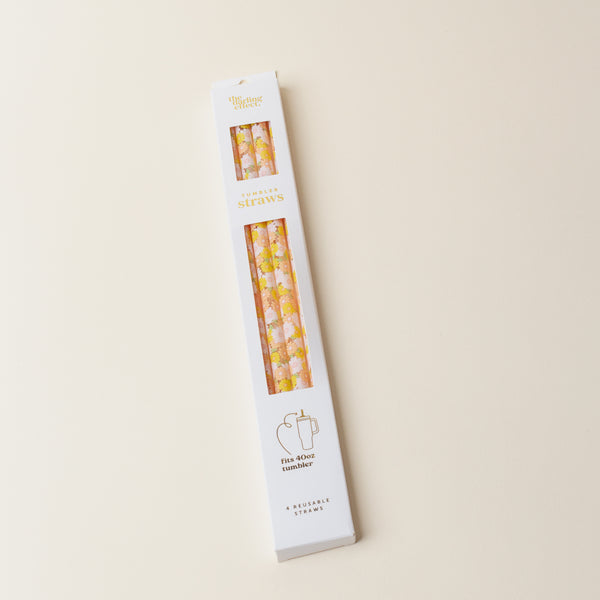 Daisy Craze Peach 40 oz Tumbler Straw Set