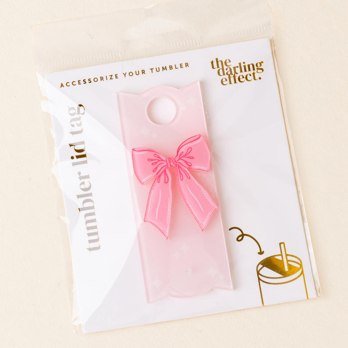 Bow Pink Tumbler Lid Tag