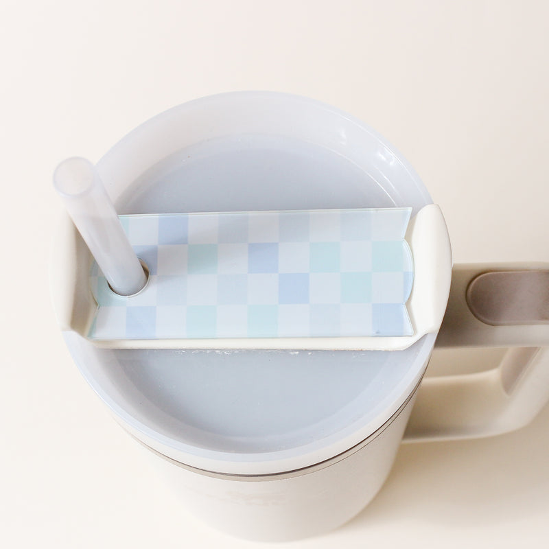 Blue Checker Tumbler Lid Tag