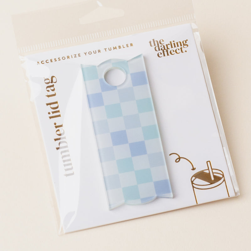 Check Blue Tumbler Lid Tag
